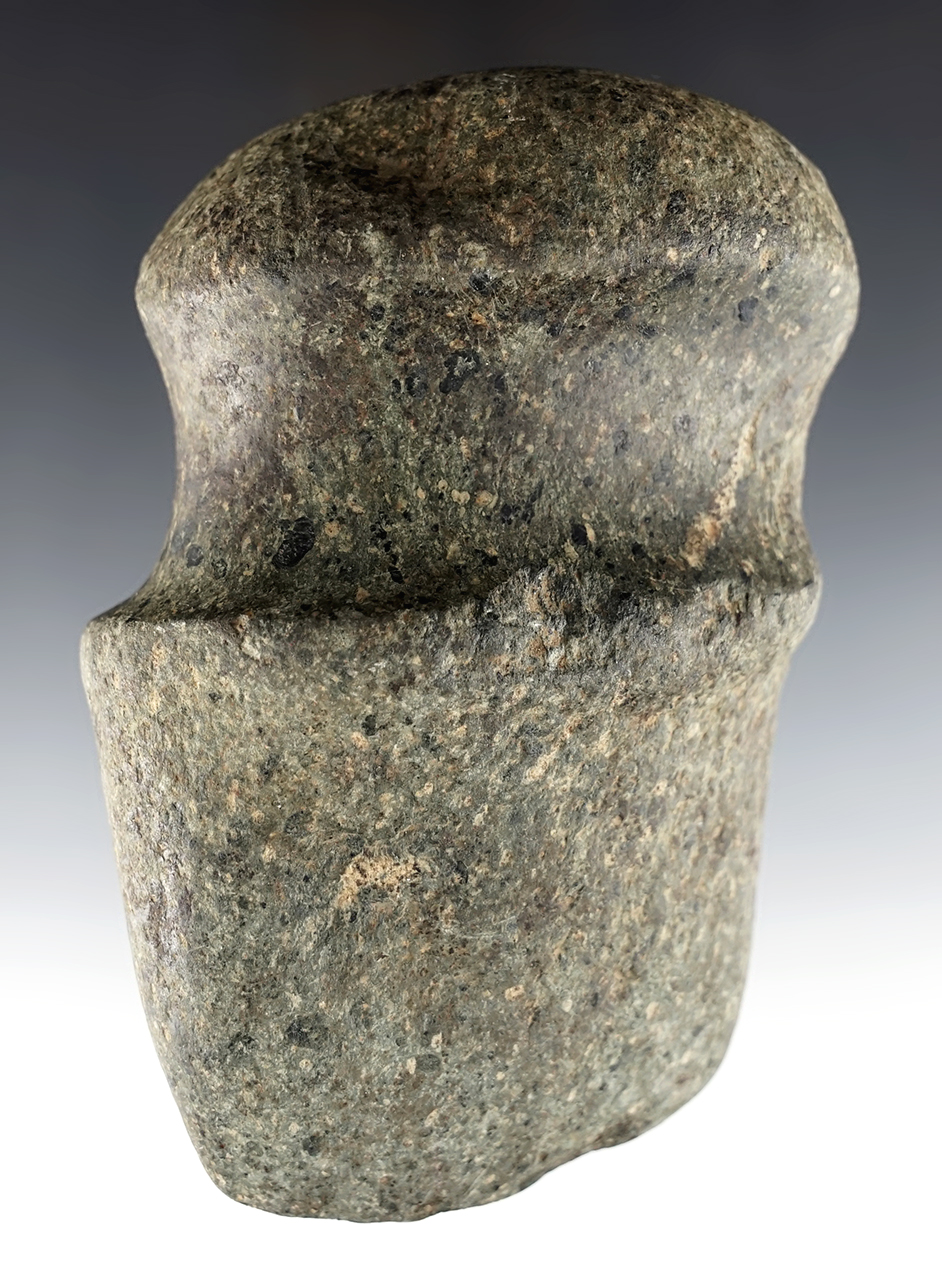 5 1/8" long 3/4 Groove Axe made from patinated Hardstone. Found in Clark Co., Ohio.