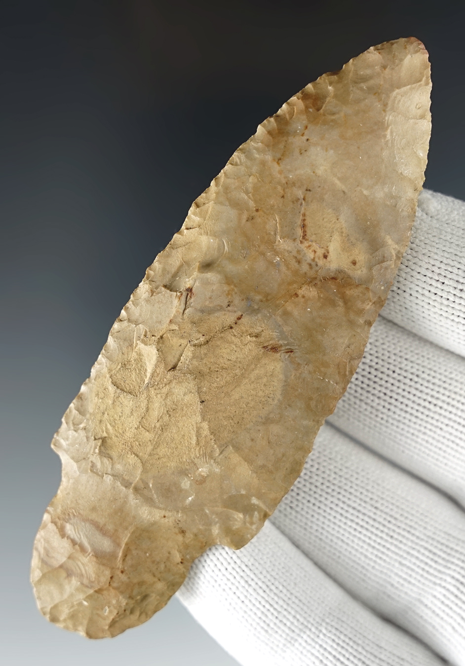 3 7/8" Adena found in Illinois. Part of the Jordan Christensen collection since 1952.