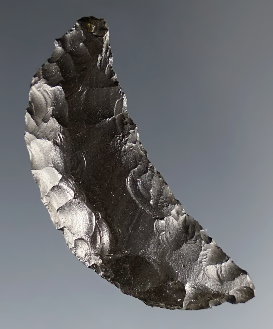 Nicely made 1 9/16" Obsidian Crescent found in the 1960's in Humboldt Co., Nevada.