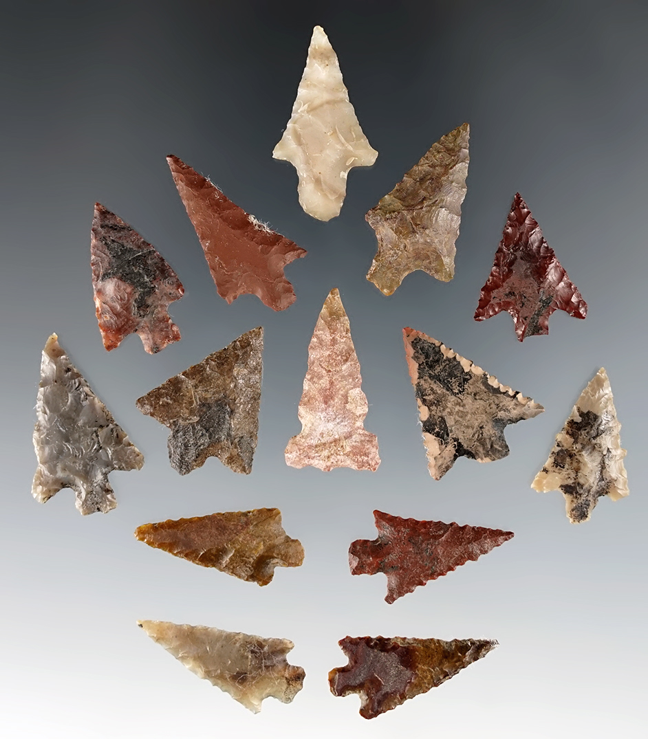 Group of 14 assorted Gempoints made from various materials. Clackamas Co., Oregon.