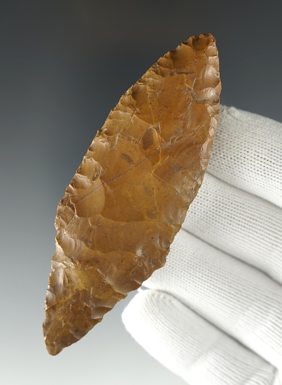 3 3/4" Western Four Bevel Knife made from heavily patinated Jasper. Columbia River, Oregon.