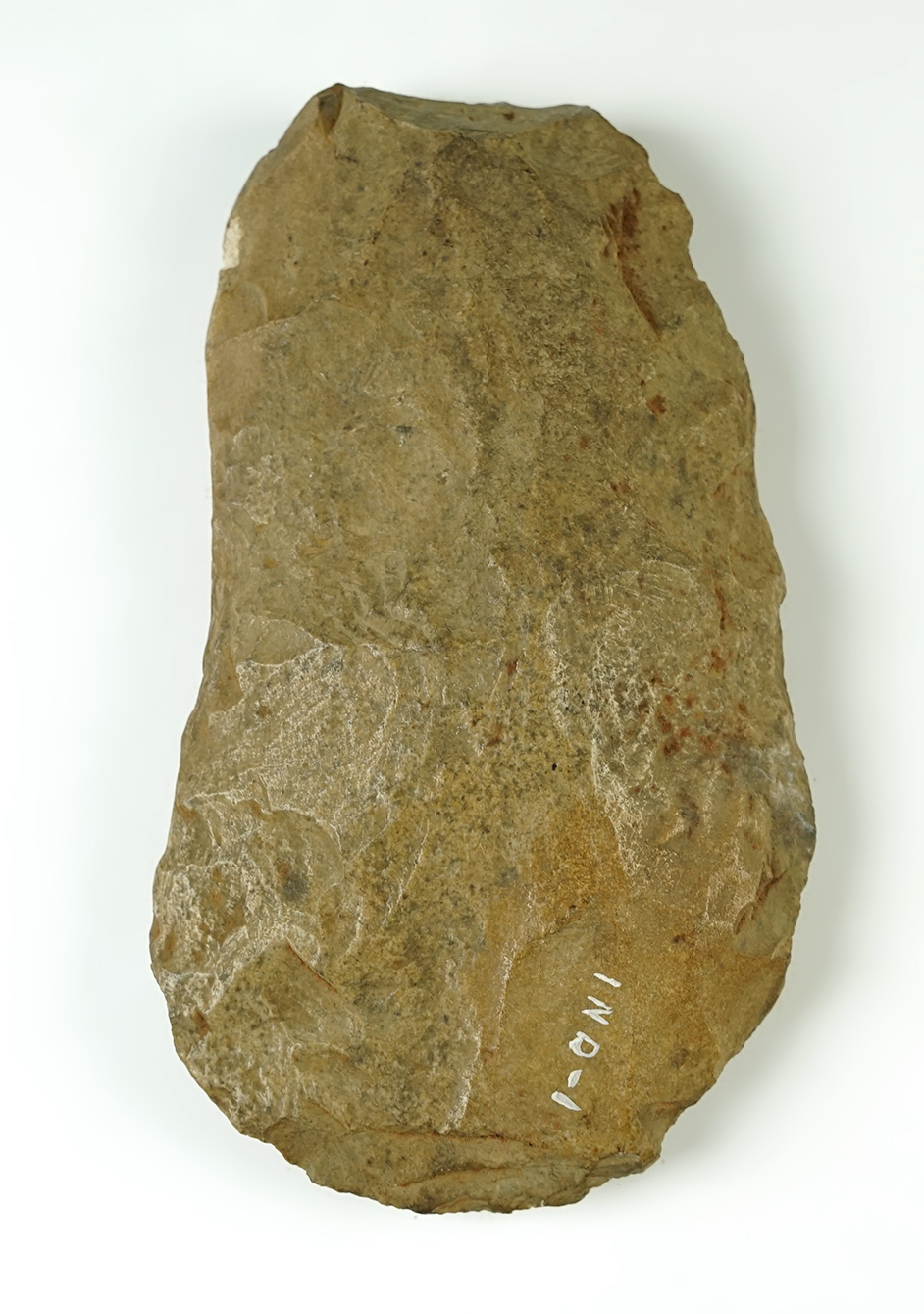 7 3/16" Mill Creek Chert Hoe with excellent age on surface. Found in Spencer Co., Indiana.
