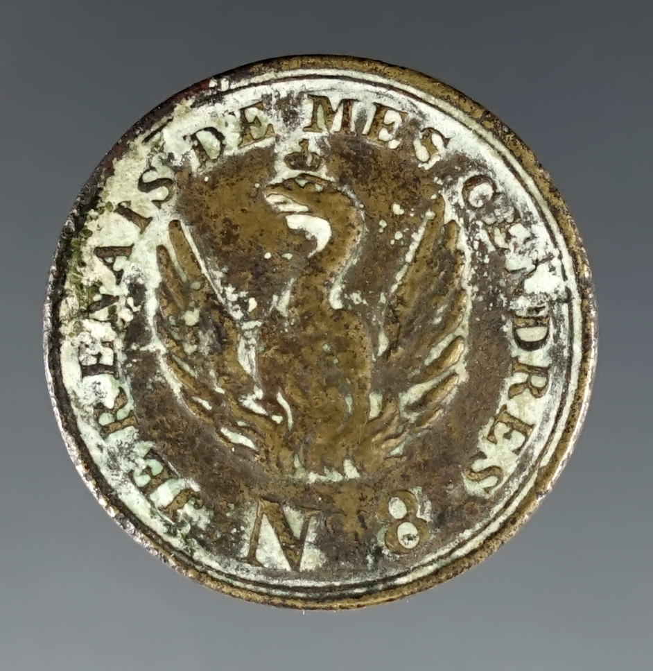 Rare! Highly collectible 15/16" Phoenix Button "No. 8" found near the Columbia River, Oregon.