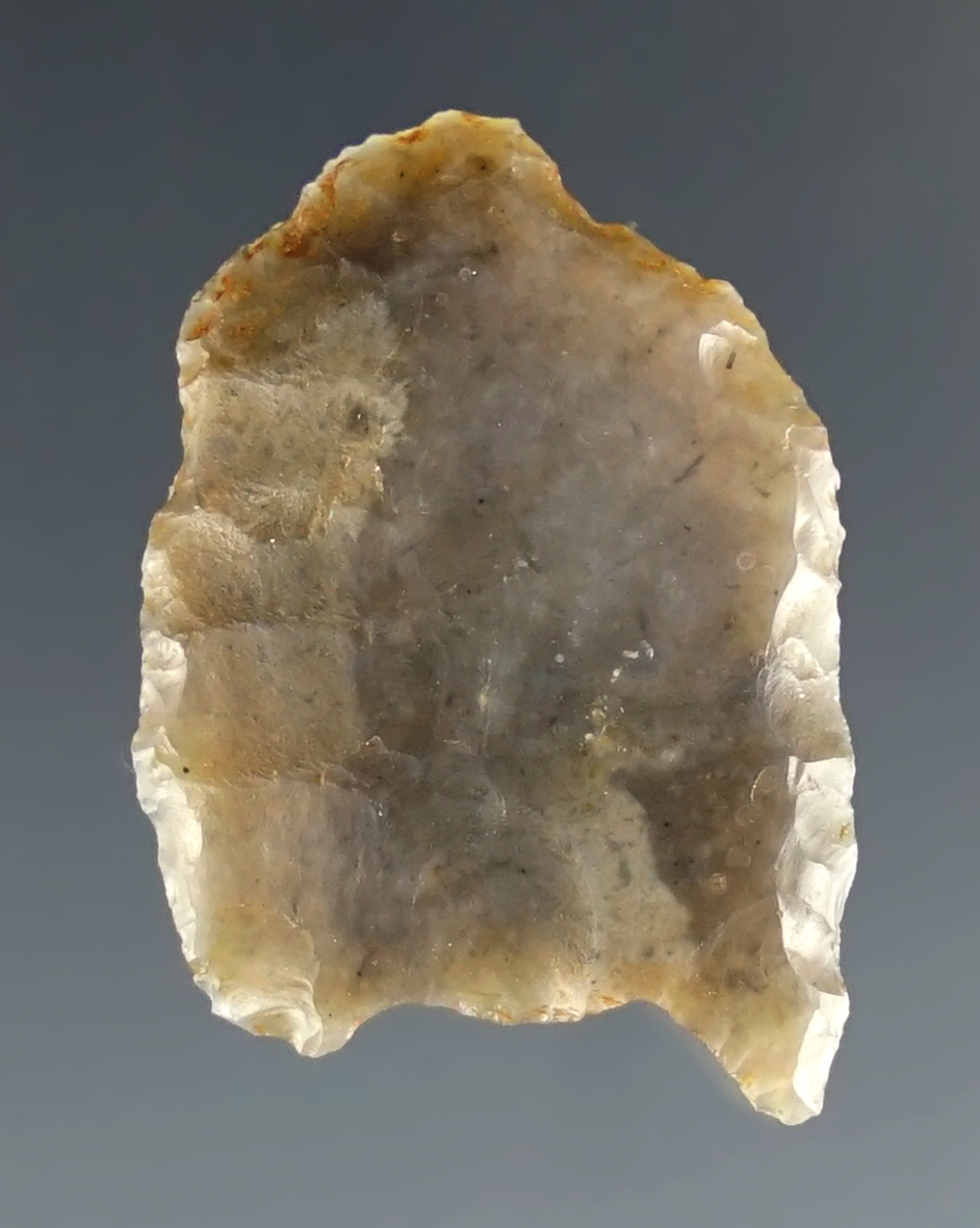 1" Paleo Folsom made from Edwards Plateau Flint - Las Vegas, New Mexico. Ex. Davis.