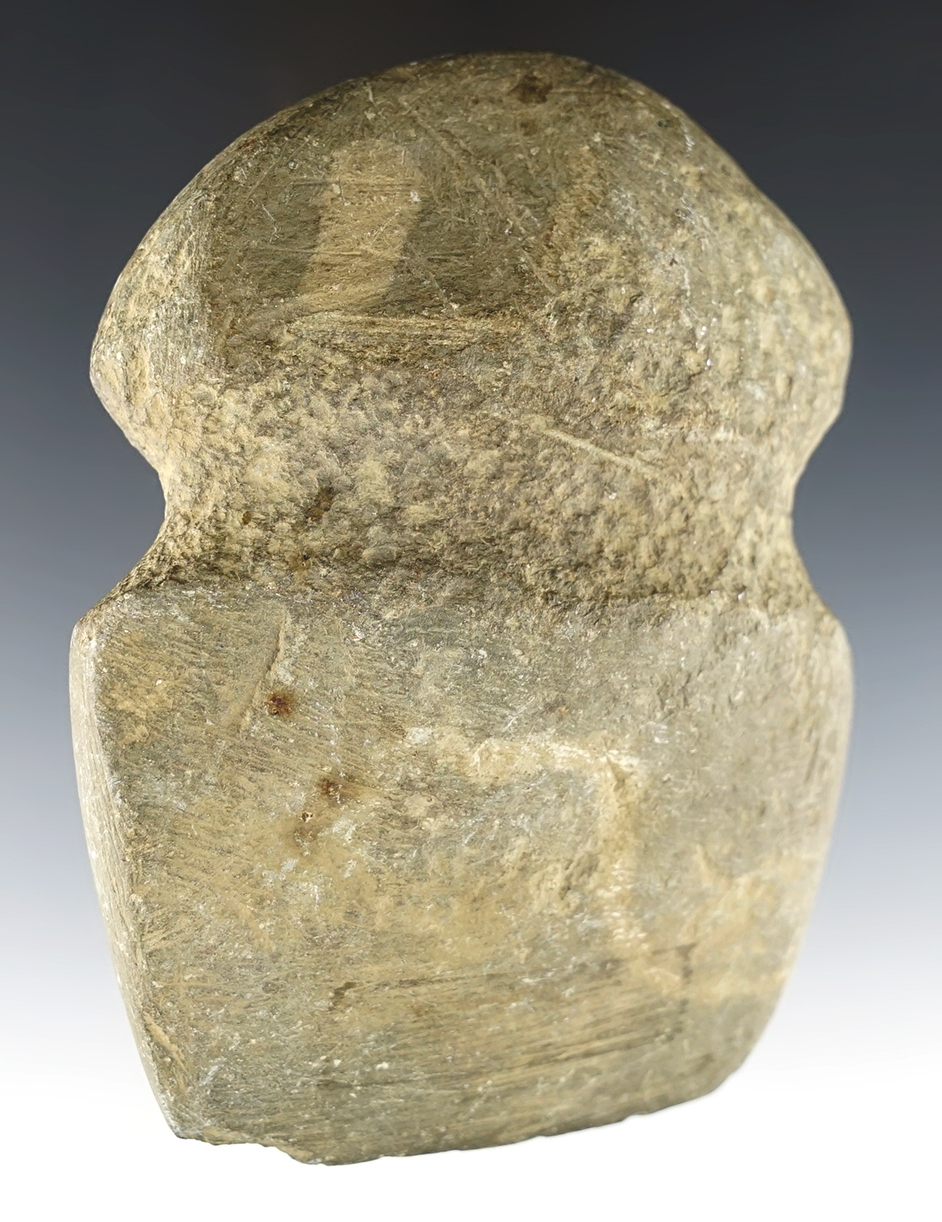 4 15/16" long Full Groove Axe made from green Slate. Found by Reedy in Lawrence Co., Ohio.