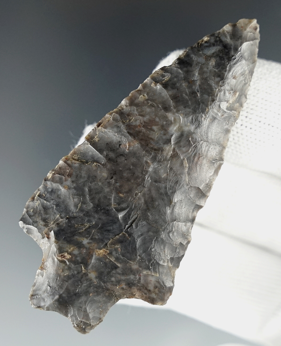 Well made 2 5/8" Transitional Paleo found in Ohio. Made from high-grade Coshocton Flint.