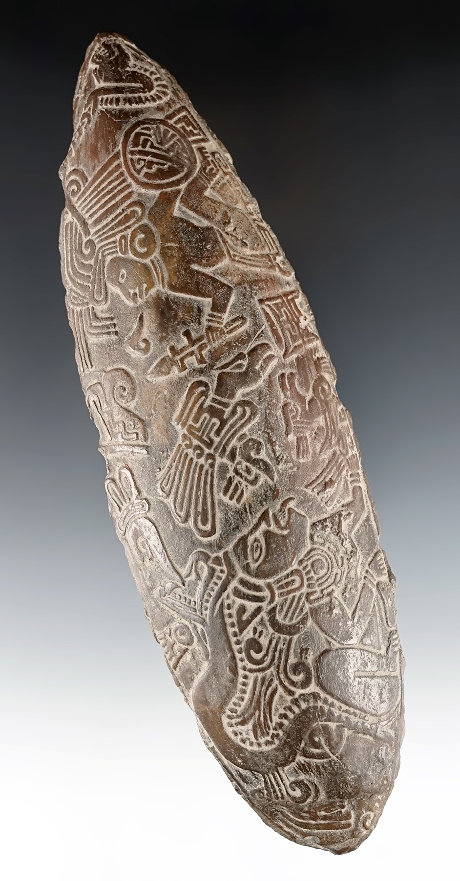 Rare! 7" x 2 1/8" Mayan Engraved Tablet. One end has been broken and glued tight. Pictured!