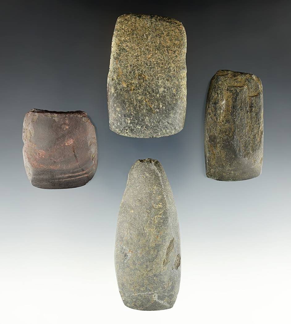 Set of 4 nicely made Ohio Celts from Muskingum and Hocking Counties. One is Hematite.