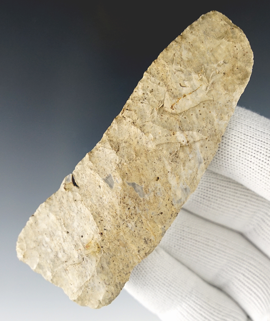 3 11/16" thin and well flaked Paleo Knife found in Thorn Twp., Perry Co., Ohio. Bennett COA.