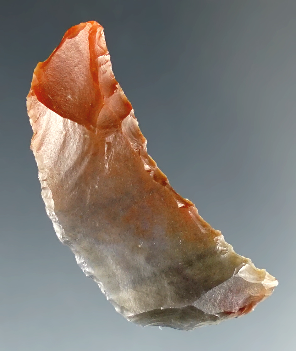 Nicely made 1 1/2" Agate Crescent found by David Brooks in southern Oregon. Ex. Erspamer.