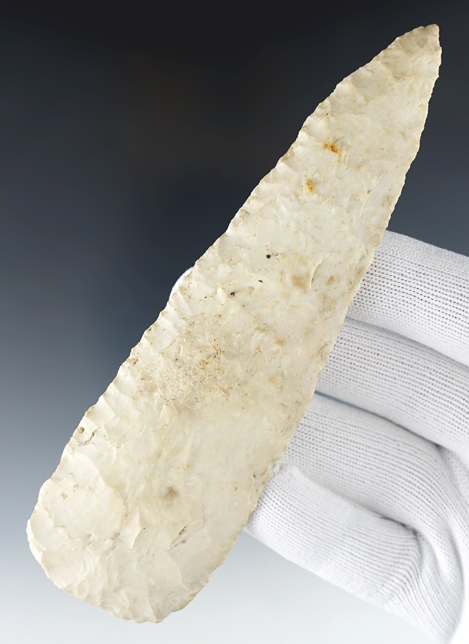 5 5/8" Cobbs made from patinated Burlington Chert. Found in Pike Co., Illinois. Bennett COA.