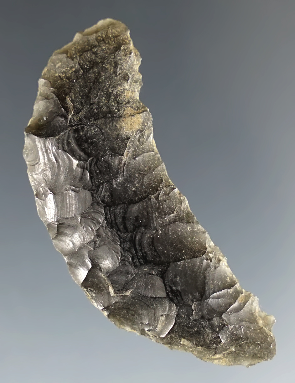 Well made 1 7/8" Obsidian Crescent found in Lake Co., Oregon.