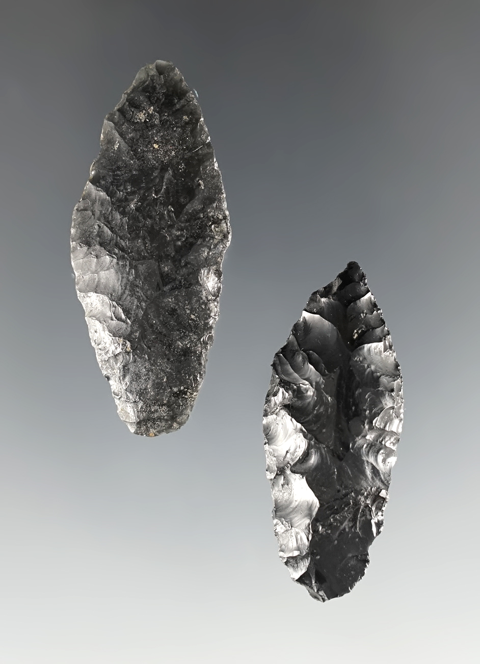 Pair of Obsidian points found by C. L. Pugh close to Tulare Lake, Kings Co., California.
