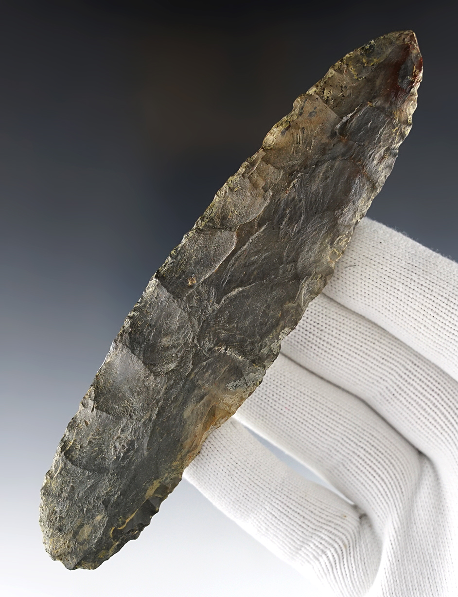 Large 5 13/16" Adena Knife made from Coshocton Flint. Found in central Ohio.