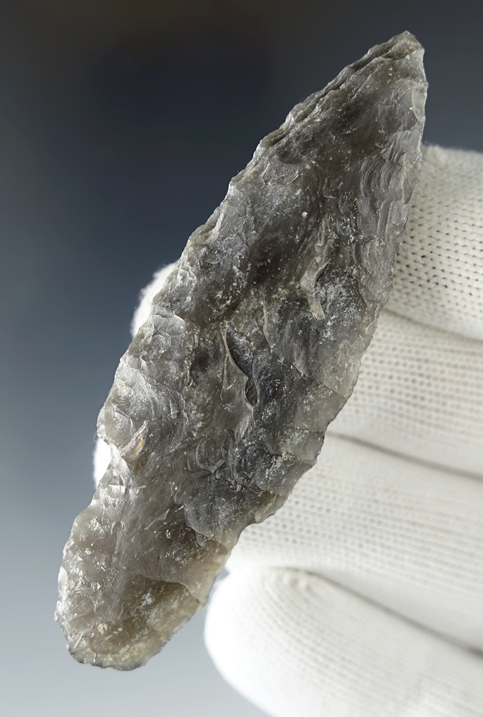 Very nice 3 1/8" Parman made from well patinated Obsidian. Found in Lake Co., Oregon.