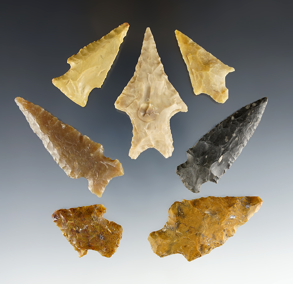 Set of 7 Texas points in good condition. The largest is 2 1/2".