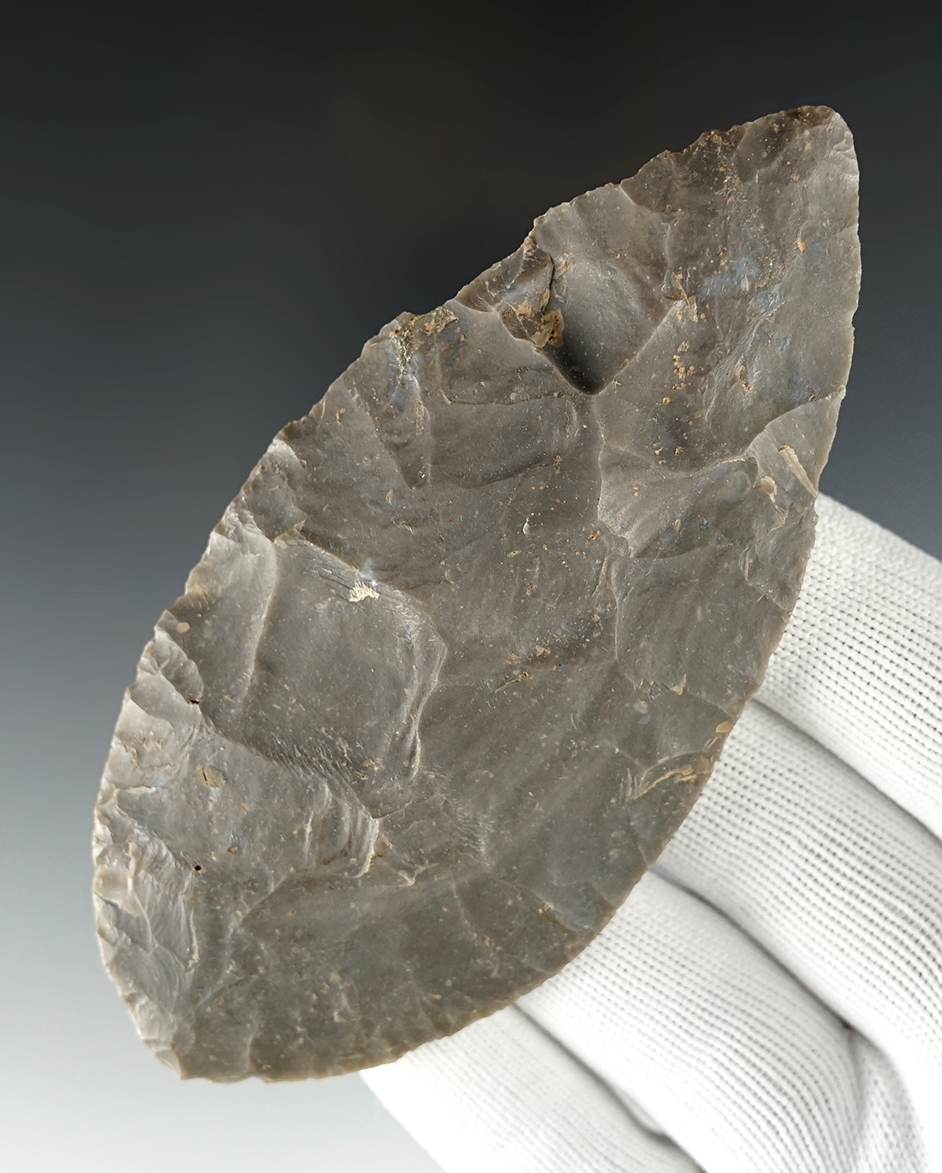 4 7/16" Adena Blade made from Hornstone. Found in Indiana.