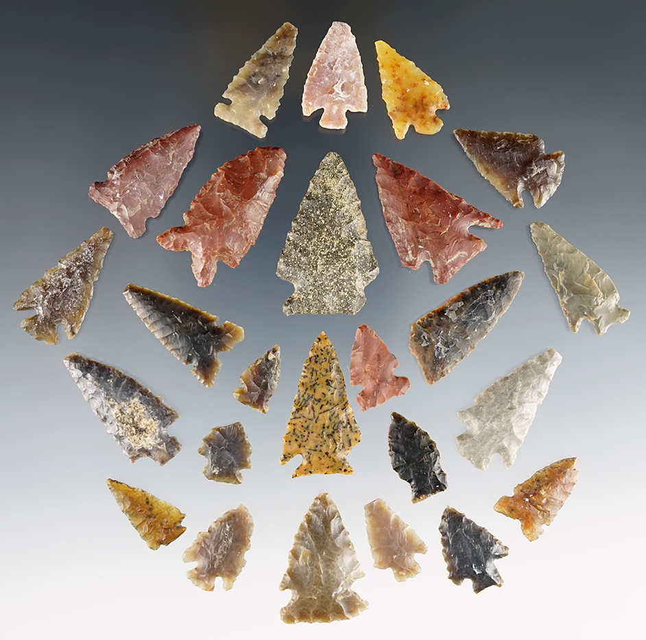 Set of 25 nice points found in the Utah/Wyoming area. The largest is 1 1/2".