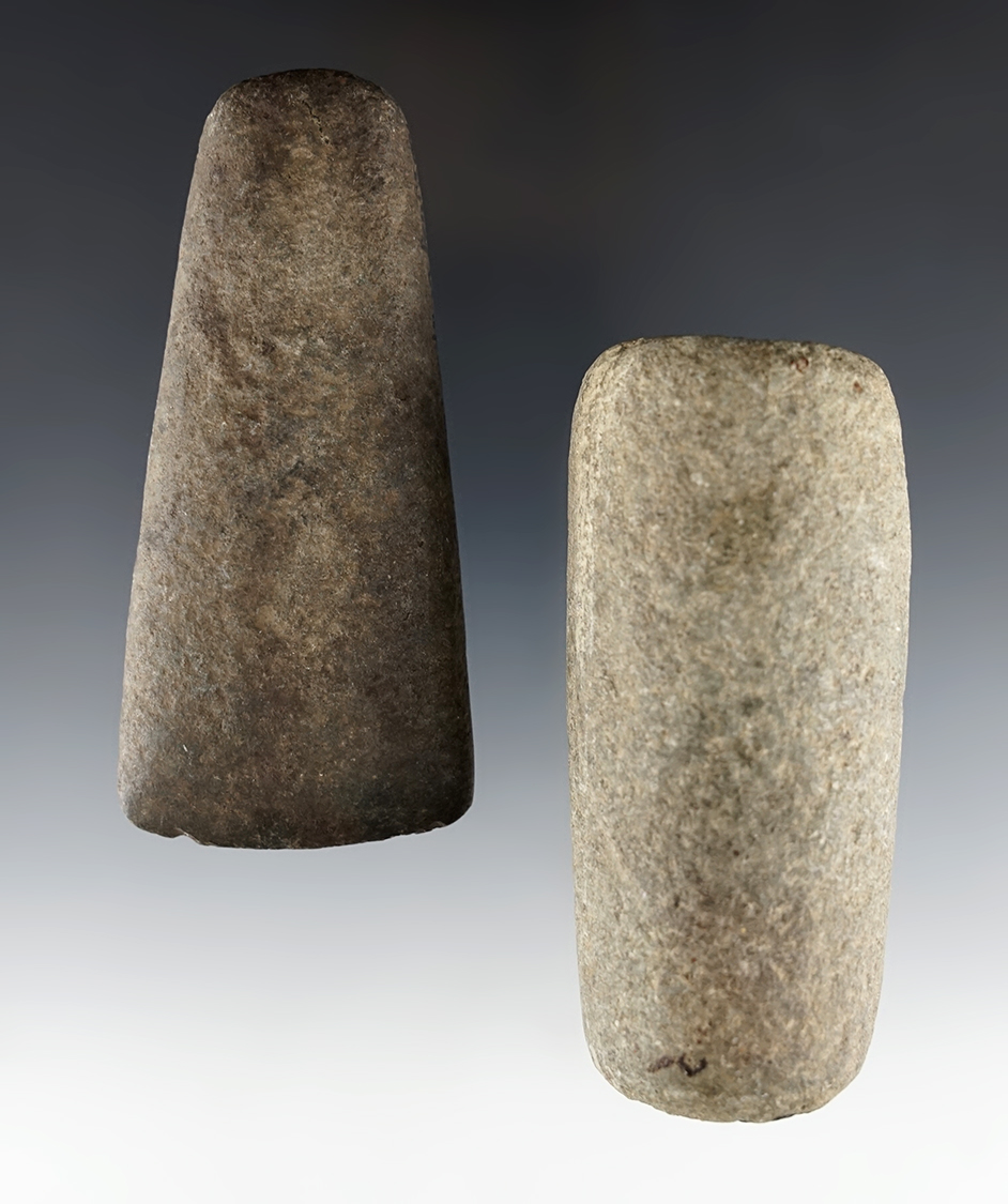 Nice pair of stone artifacts! A 3 13/16" Celt & a 3 11/16" Pipe Preform - Logan Co., Ohio.