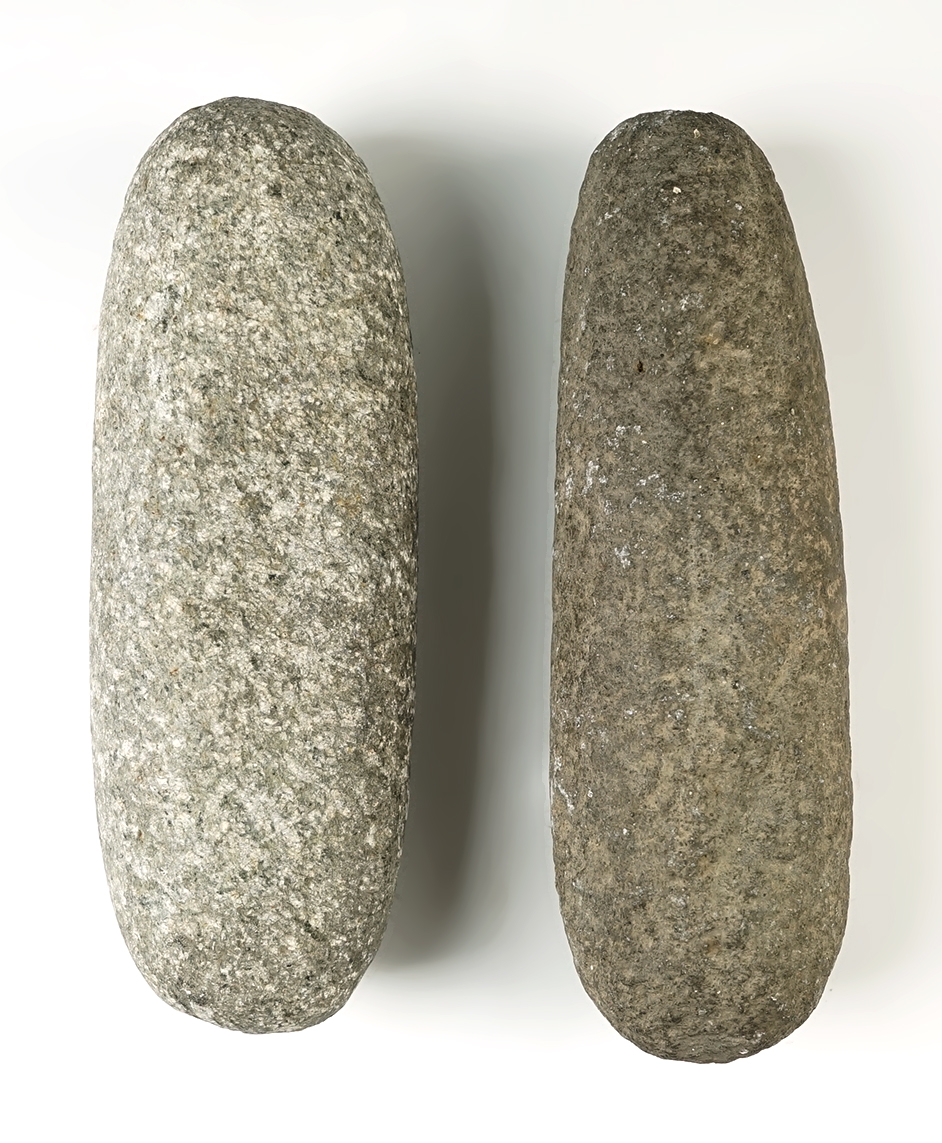 Pair of Roller Pestles recovered in Tennessee. Largest is 7 3/4". Both are well patinated.
