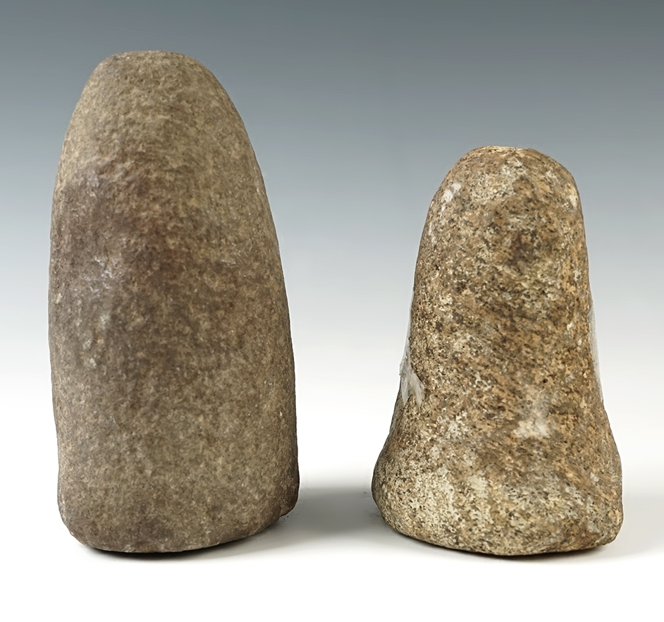 Pair of Hardstone Pestles from Wisconsin including a 5 1/8" Hoof Pestle and a 4" Bell Pestle.