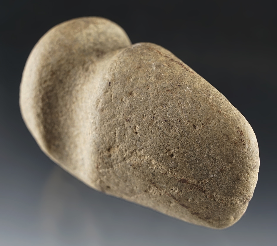 3 3/8" long 3/4 Groove Axe made from Hardstone. Found in Hardin Co., Ohio.