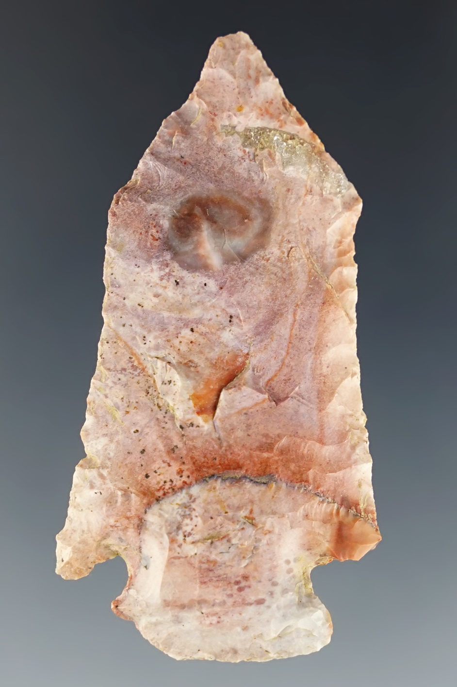 Amazing color!  2 5/16" Pentagonal made from Flint Ridge Flint. Found in Knox Co., Ohio.