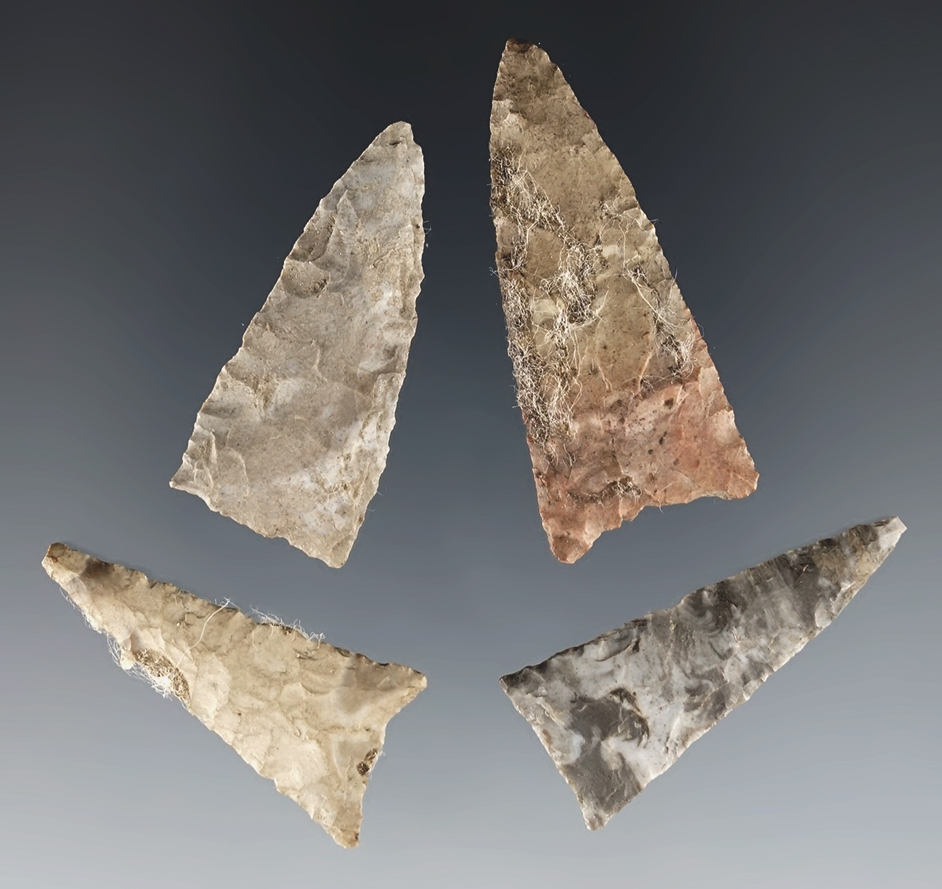 Set of 4 attractive Triangle Points recovered in New York. Largest is 1 5/8".