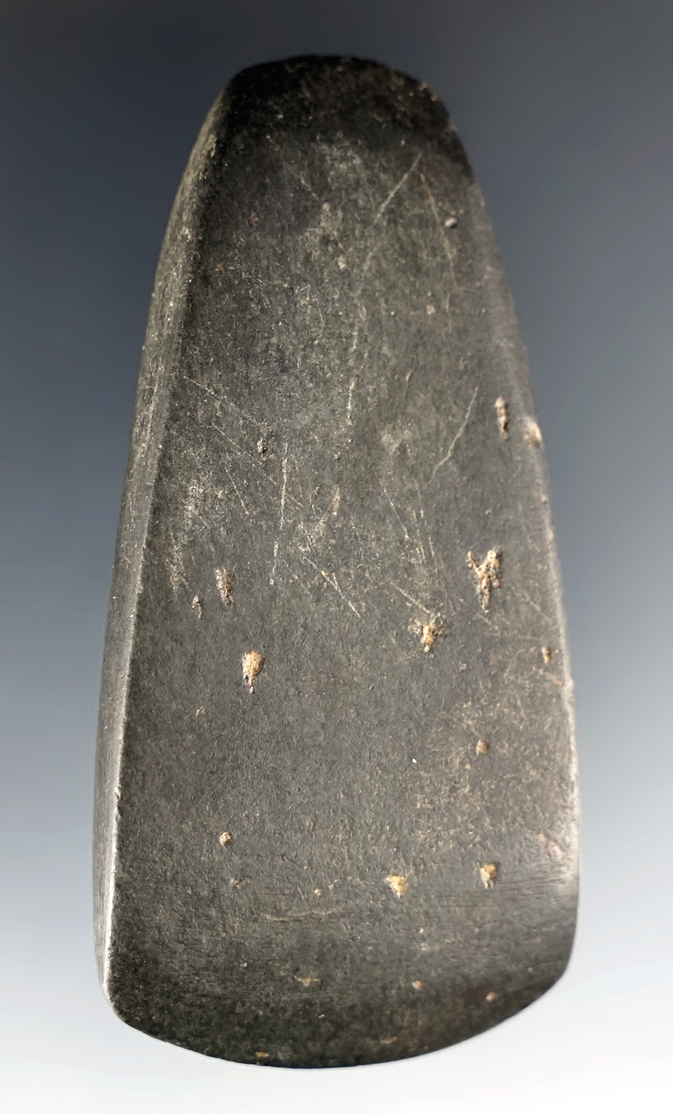 Fine 2 3/4" Adena Adze made from highly polished Hardstone. Found in Licking Co., Ohio.
