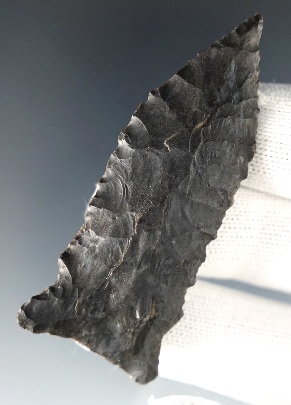 2 5/8" Greenbrier Dalton with a sharp tip and nice overall form. Found in Wyandot Co., Ohio.