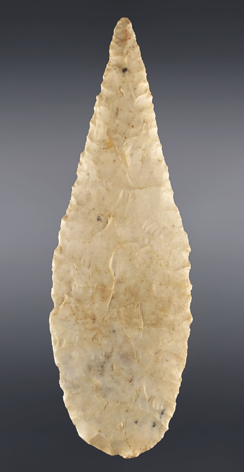 5 1/4" Cobbs Knife. Found in Van Buren Co., Iowa. Made from a high-grade Burlington Chert.