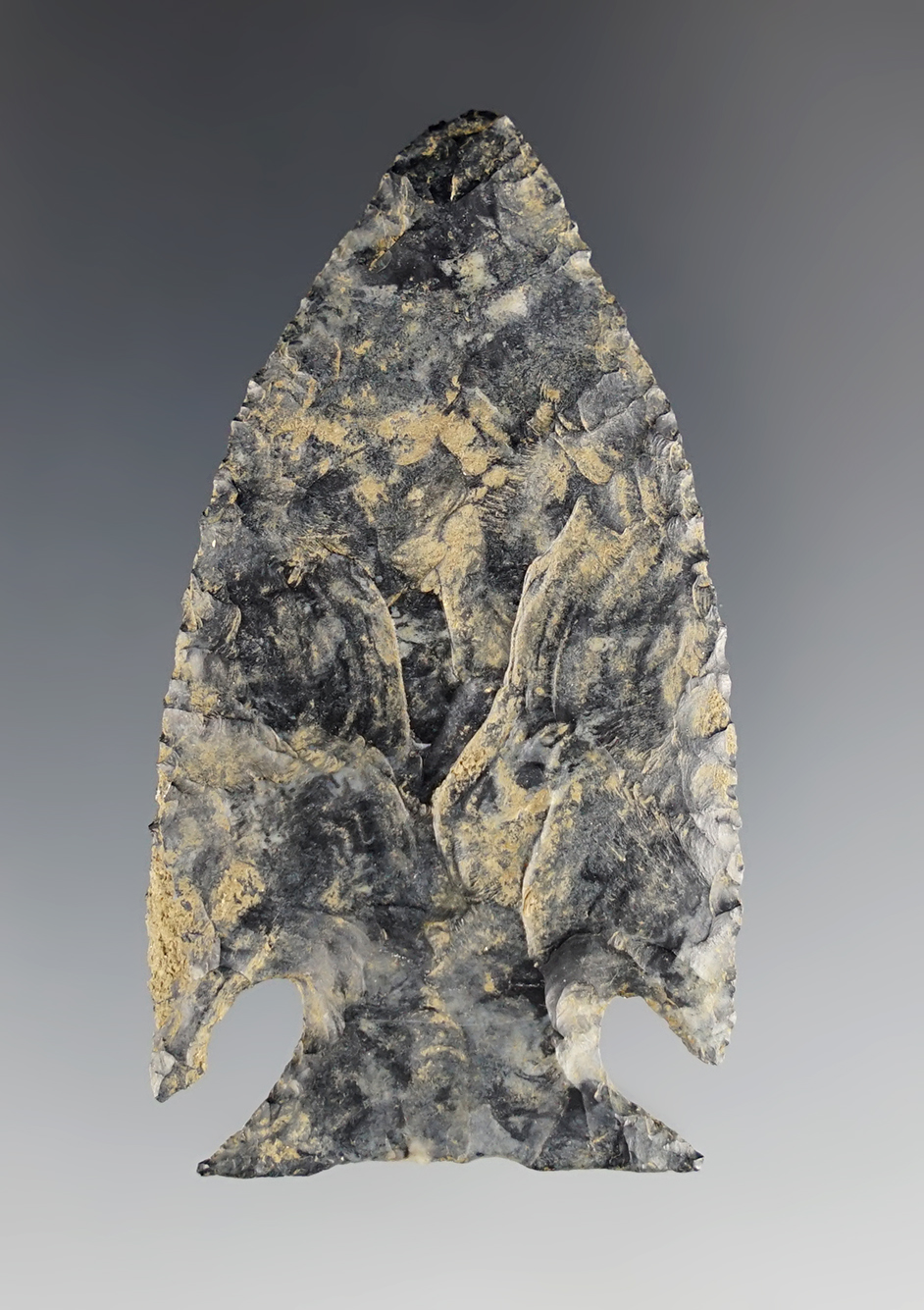 2 1/4" Intrusive Mound. Found in Galena, Delaware Co., Ohio from patinated Coshocton Flint.