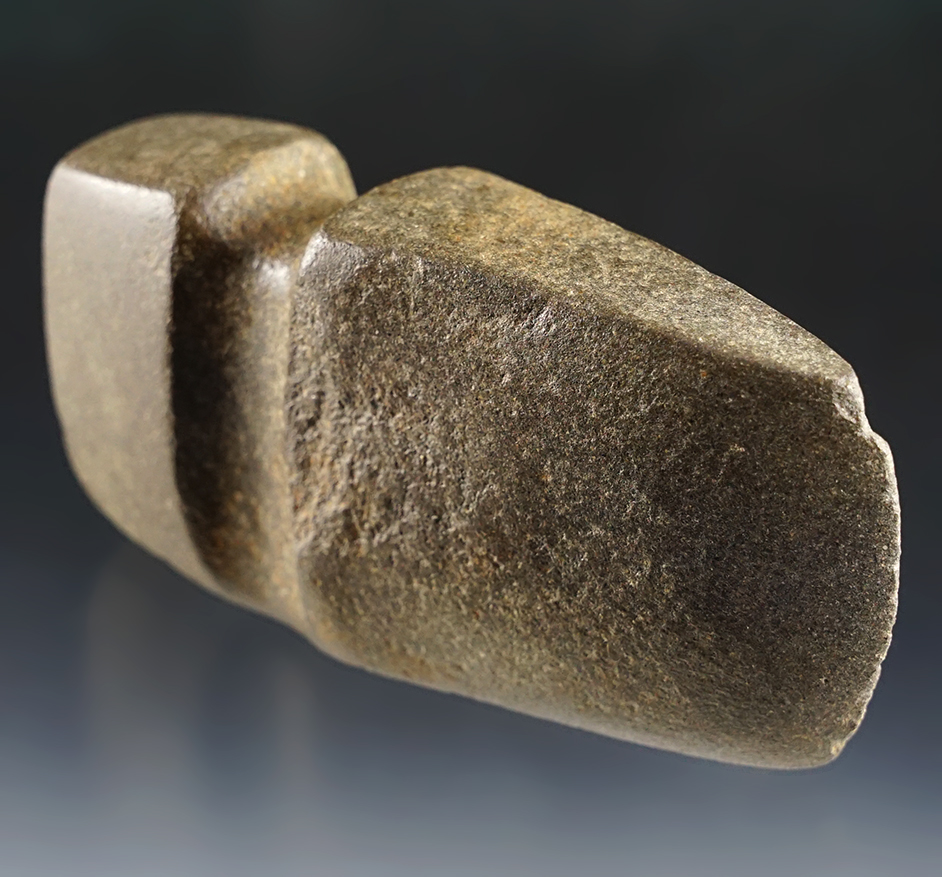 5" long 3/4 Groove Axe made from Hardstone. Found in the Missouri/Illinois area.