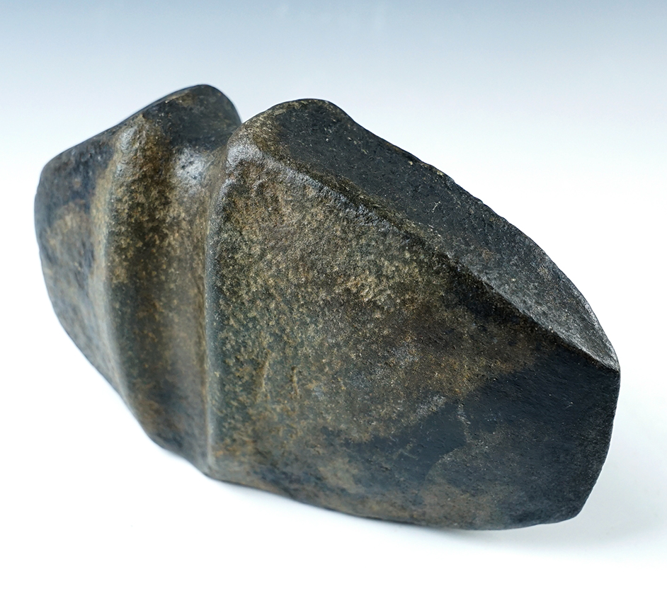 6 5/8" long Hardstone 3/4 Groove Axe , fluted on the top and bottom. Missouri/Illinois area.