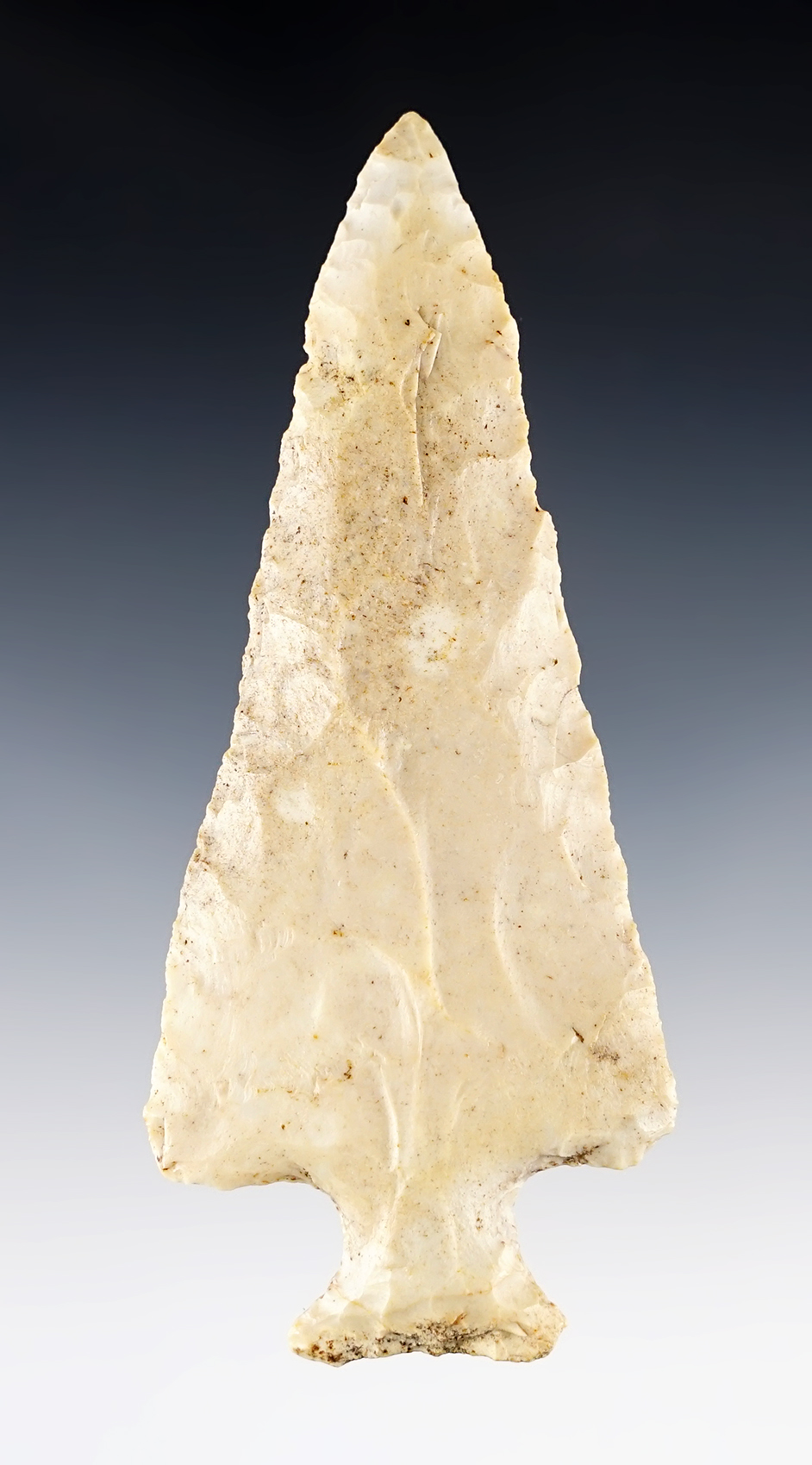 4 3/8" Bottleneck Point made from Carter Cave Flint. Nice patina. Found in Allen Co., Ohio.