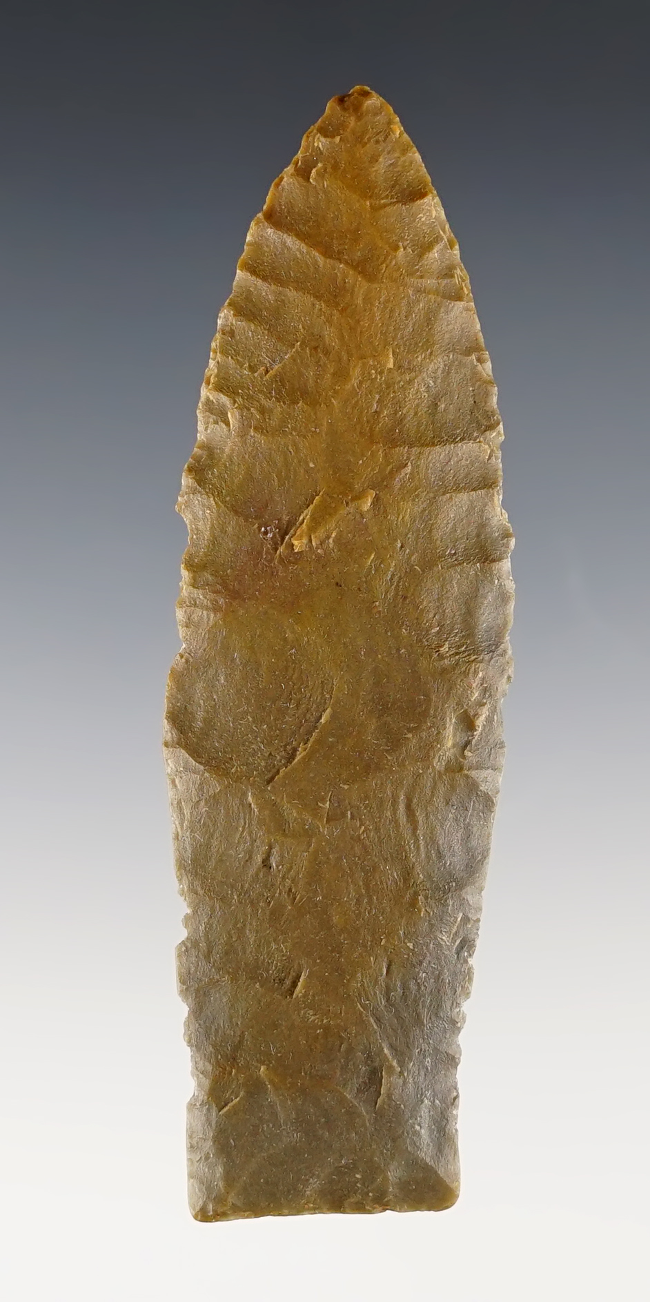 Desirable 3 1/2" Paleo Lanceolate made from St. Louis Green. Found in Lincoln Co., Kentucky.