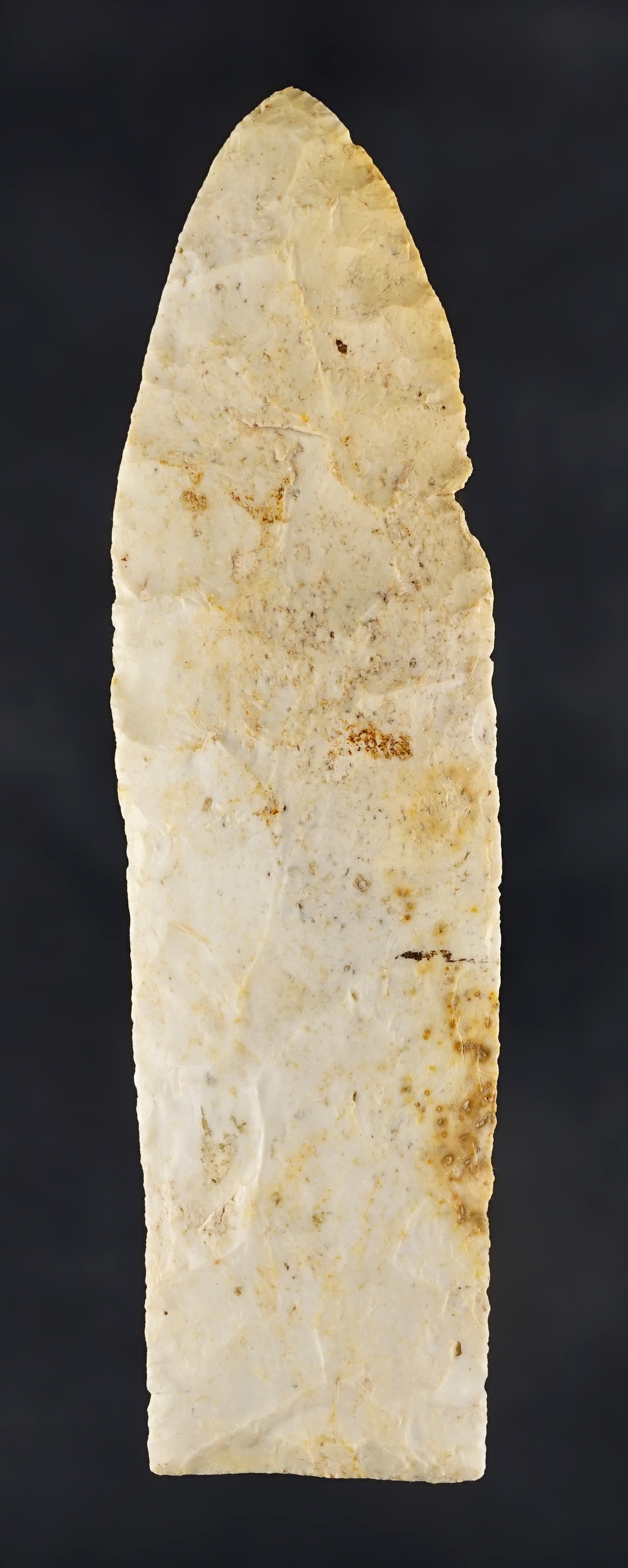 7" Wadlow Blade made from heavily patinated Chert. Found in Illinois. Ex. Perino, Sisemore.