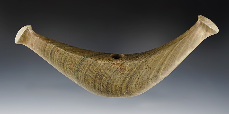 7 1/4" Knobbed Crescent Bannerstone from Glacial Slate. Bellefontaine, Logan Co., Ohio.