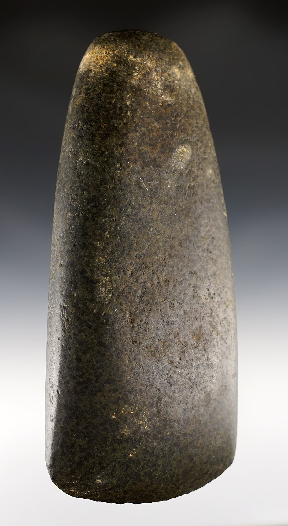 7 5/8" polished Hardstone Celt found in Hancock Co., Ohio. Ex. Max Shipley.