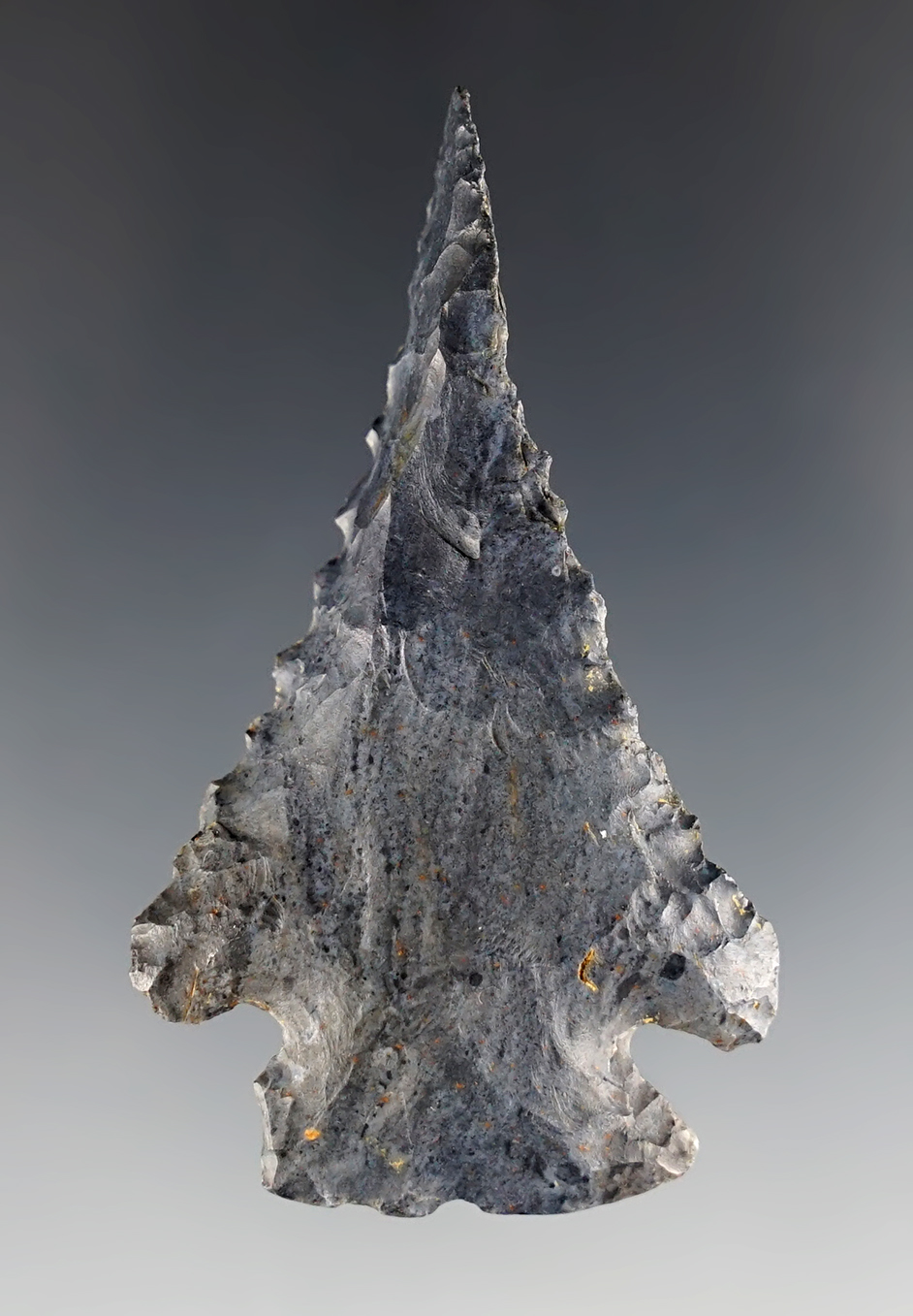 2 3/8" Bevel made from Coshocton Flint. Found in Licking Co., Ohio. Ex. Hill.