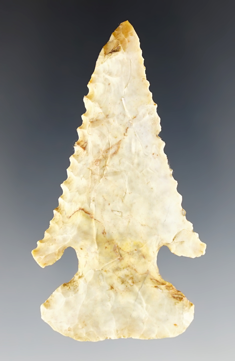 3" Archaic Thebes Deep Notch Bevel. Recovered in Darke Co., Ohio.