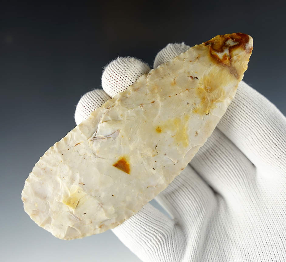 Attractive 4 7/16" Flint Ridge Flint Blade recovered in Fairfield Co., Ohio.