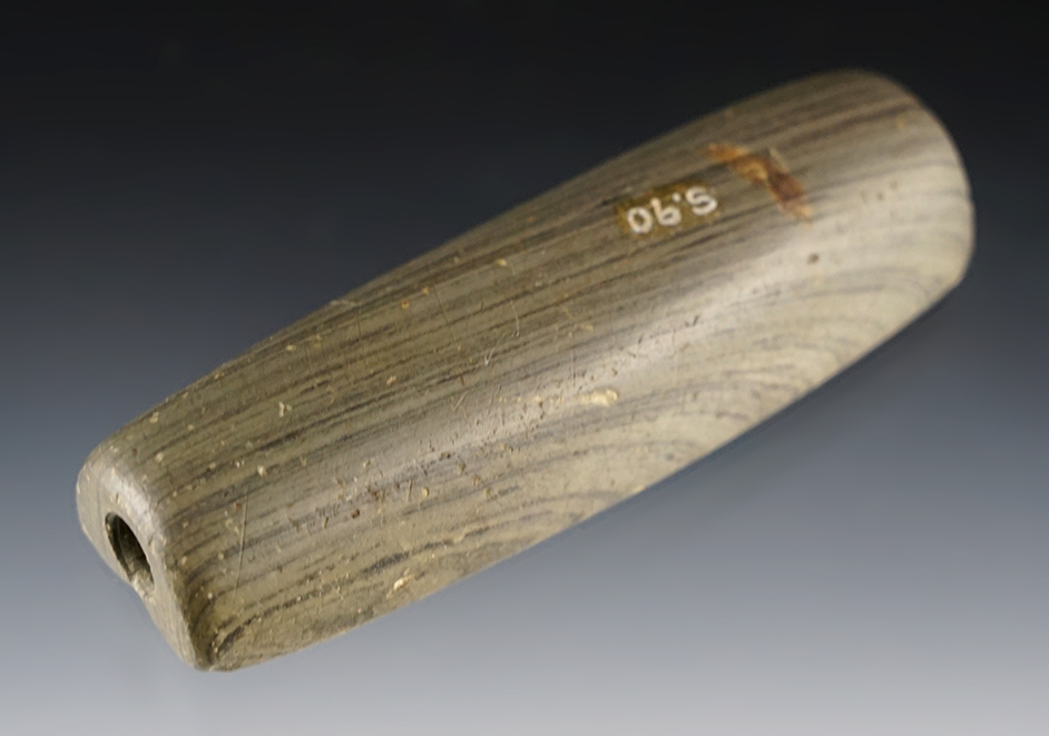 3 3/8" Bar Amulet made from green and black Banded Glacial Slate. Comes with a COA.