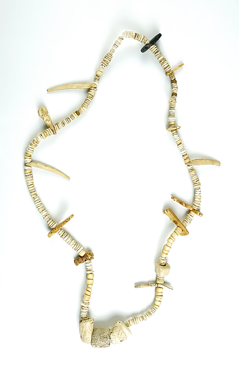 28" strand of Taino bead and Fetish Necklace from Stone, Bone and Shell. Hispaniola.