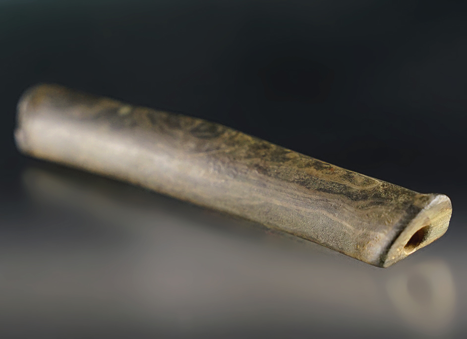 5 13/16" humped and drilled Bar Amulet. Found in Williams Co., Ohio. Ex. Kientz.