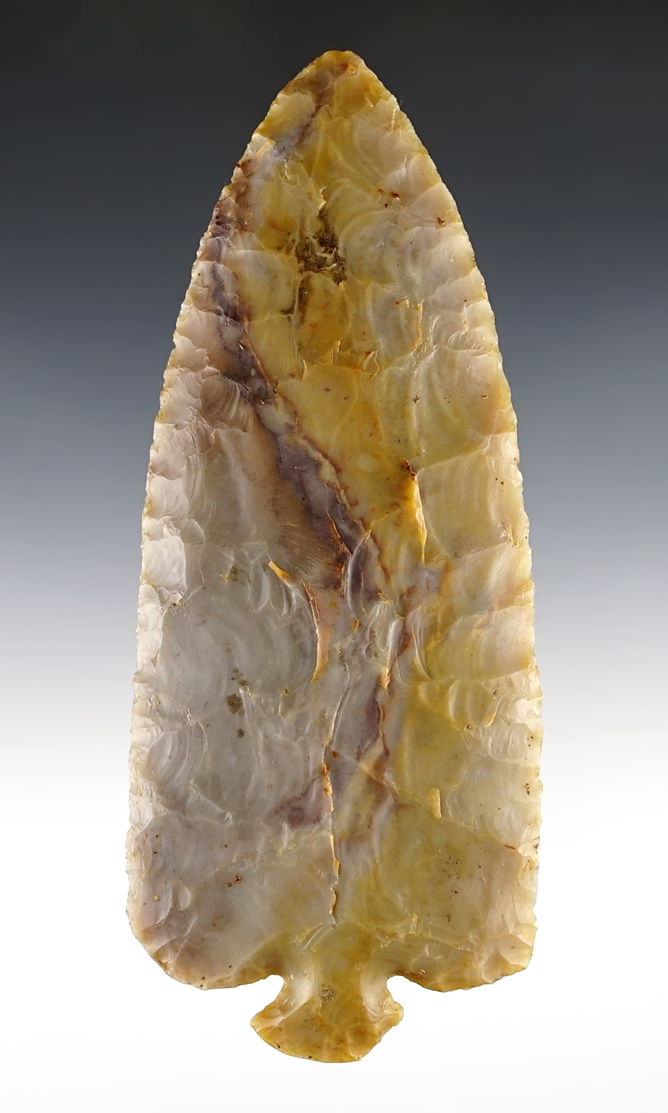 5 1/4" x 2 1/8" Button Base Dovetail from Flint Ridge Flint. Franklin Co., Ohio.