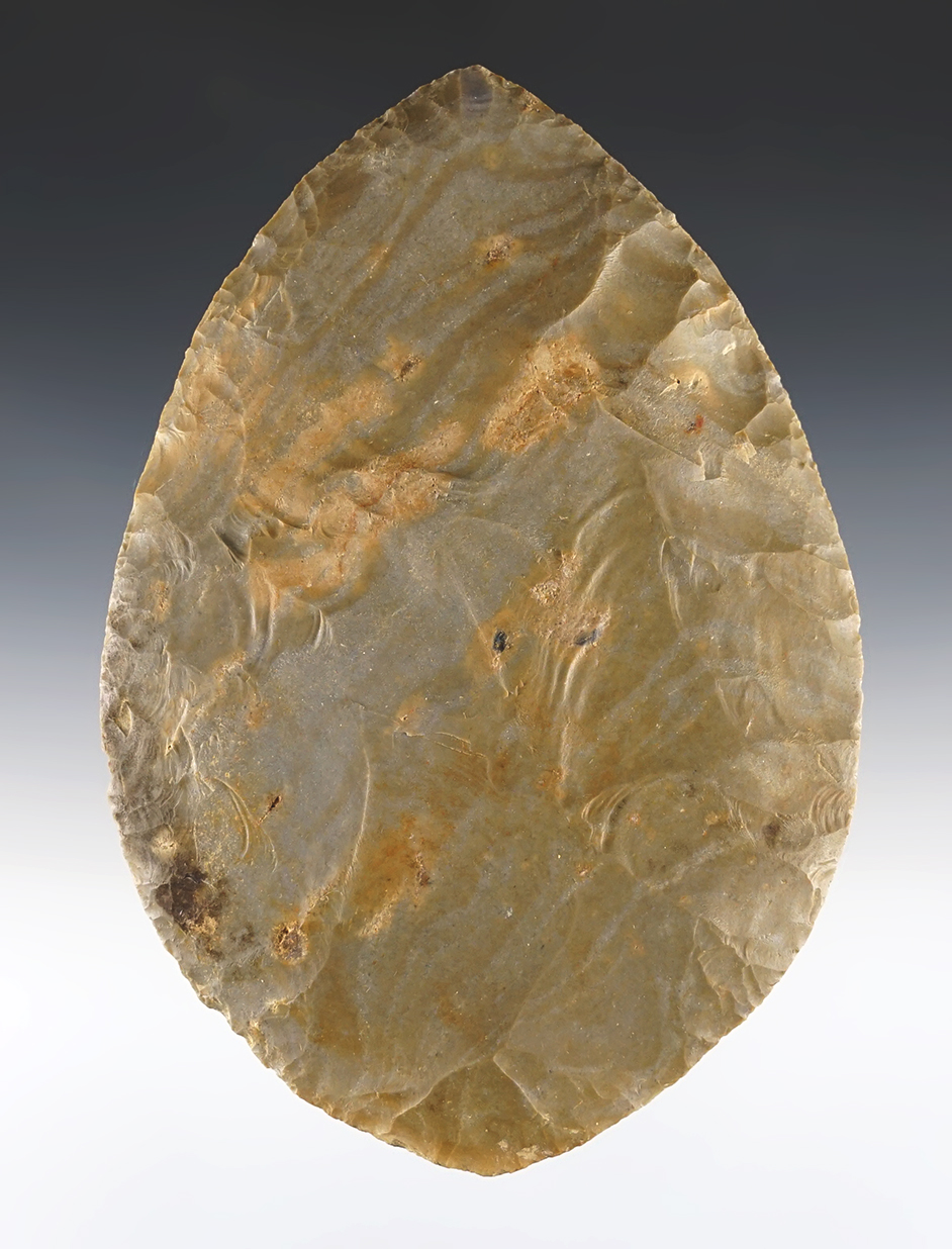 5 5/8" x 3 15/16" Hornstone Cache Blade found in Livingston Co., Kentucky.