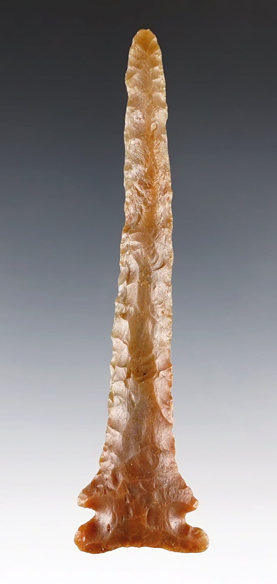 3 3/4" Meadowood Drill made from caramel colored Carter Cave Flint. Scioto Co,. Ohio.