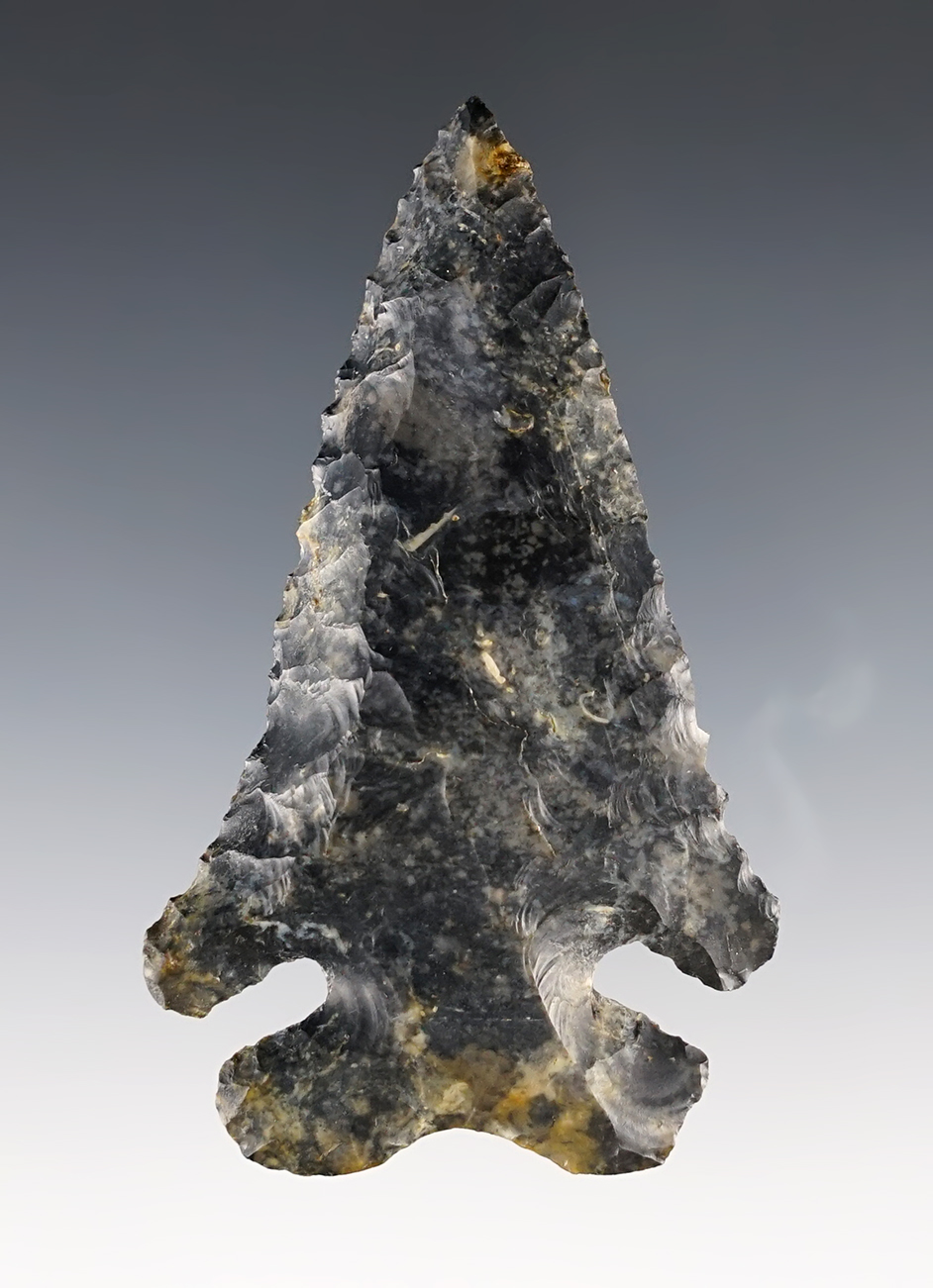 3 3/16" multi-colored Coshocton Deep Notch Thebes Bevel. Found in Delaware Co,. Ohio.