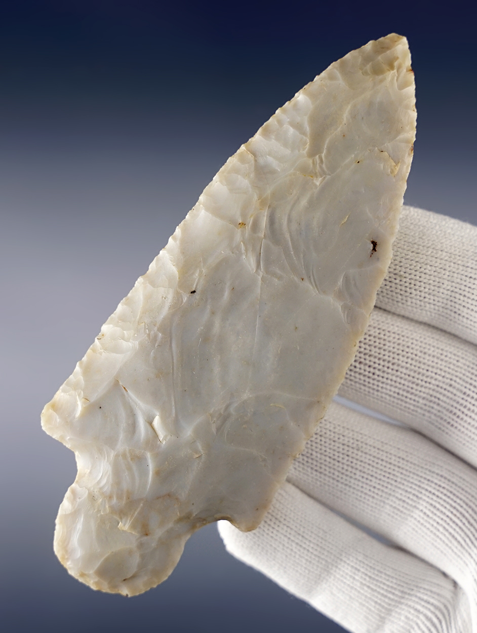 4 11/16" Ohio Adena Robbins that is finely made from Flint Ridge Flint. Dickey COA.